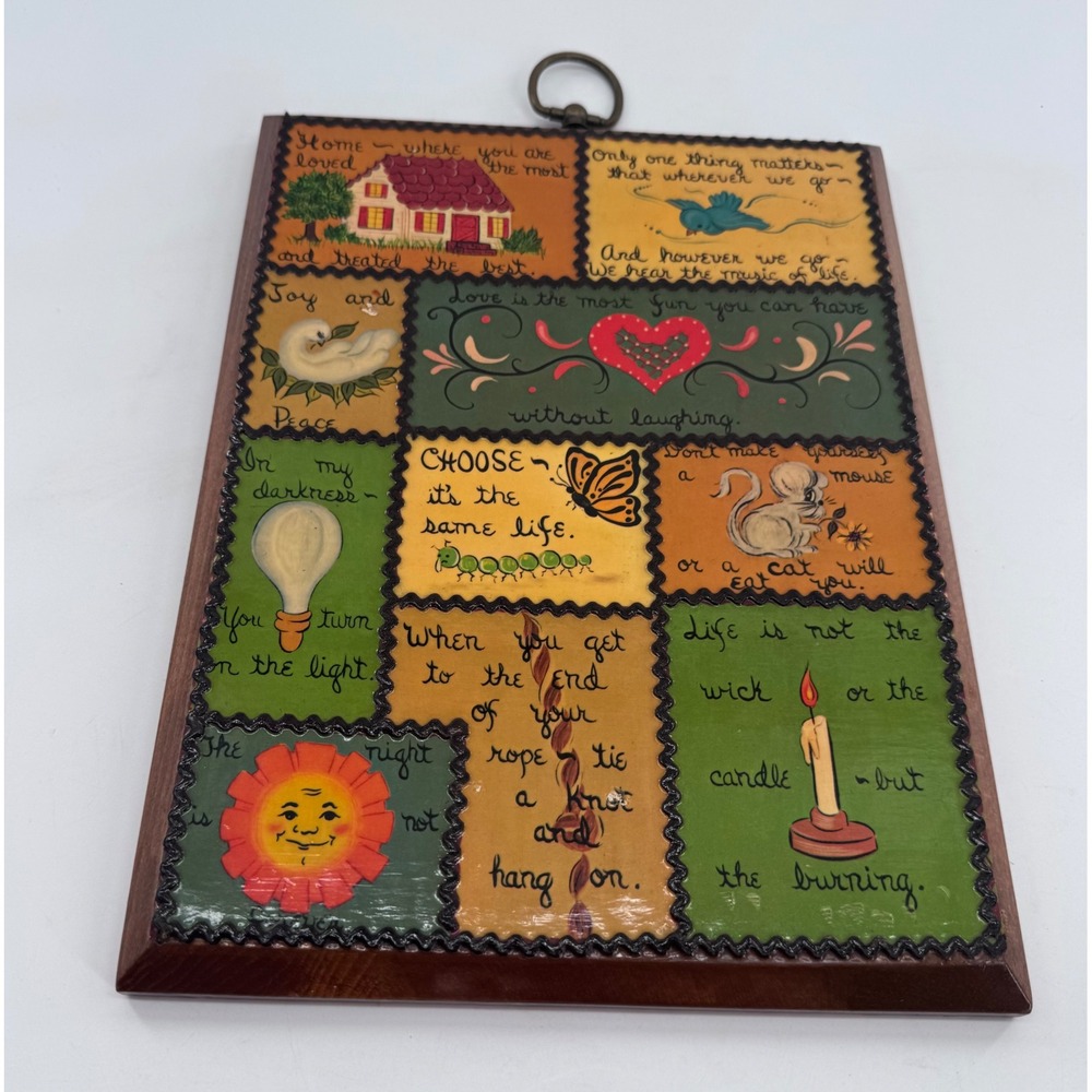 Wall Plaque Vintage Multicolor Folk Art Inspirational Wood Farmhouse Decor